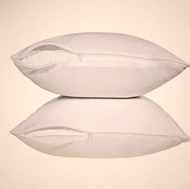 White Classic Luxury Poly Cotton Durable Soft Zippered Style Pillow Cover 2 Pack